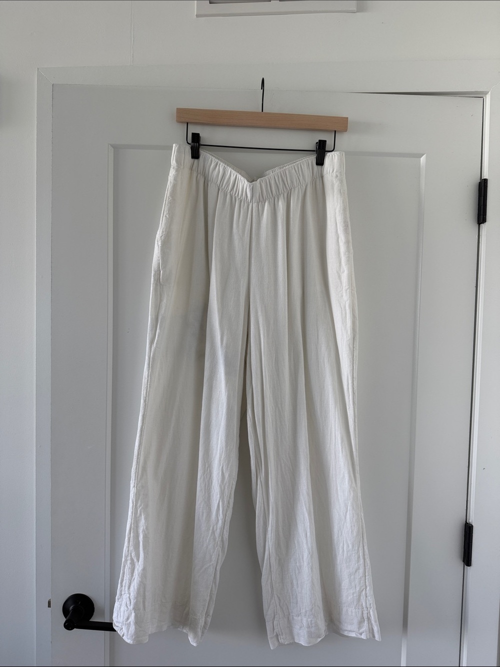 Double Lined! White Wide-Leg Women’s Pants – Lightweight Casual Trousers